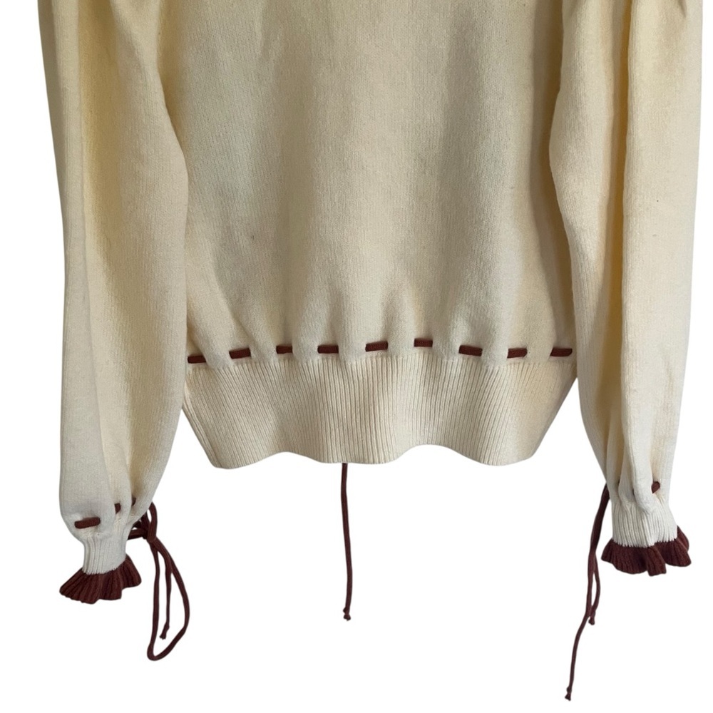 Listicle Beige Brown Floral Embroidered Knit Cardigan NWT Small - Picture 6 of 14